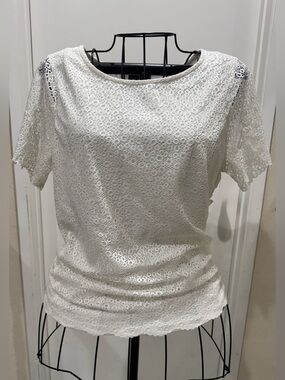 The Limited White Lace Short-Sleeve Women's Top